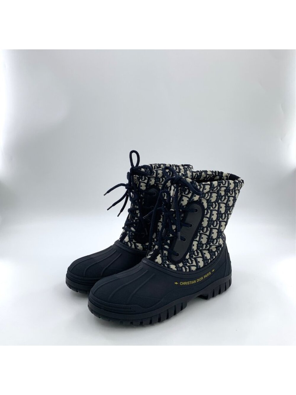 Dior D-Venture Black Monogram Lace-Up Flat Ankle Boots